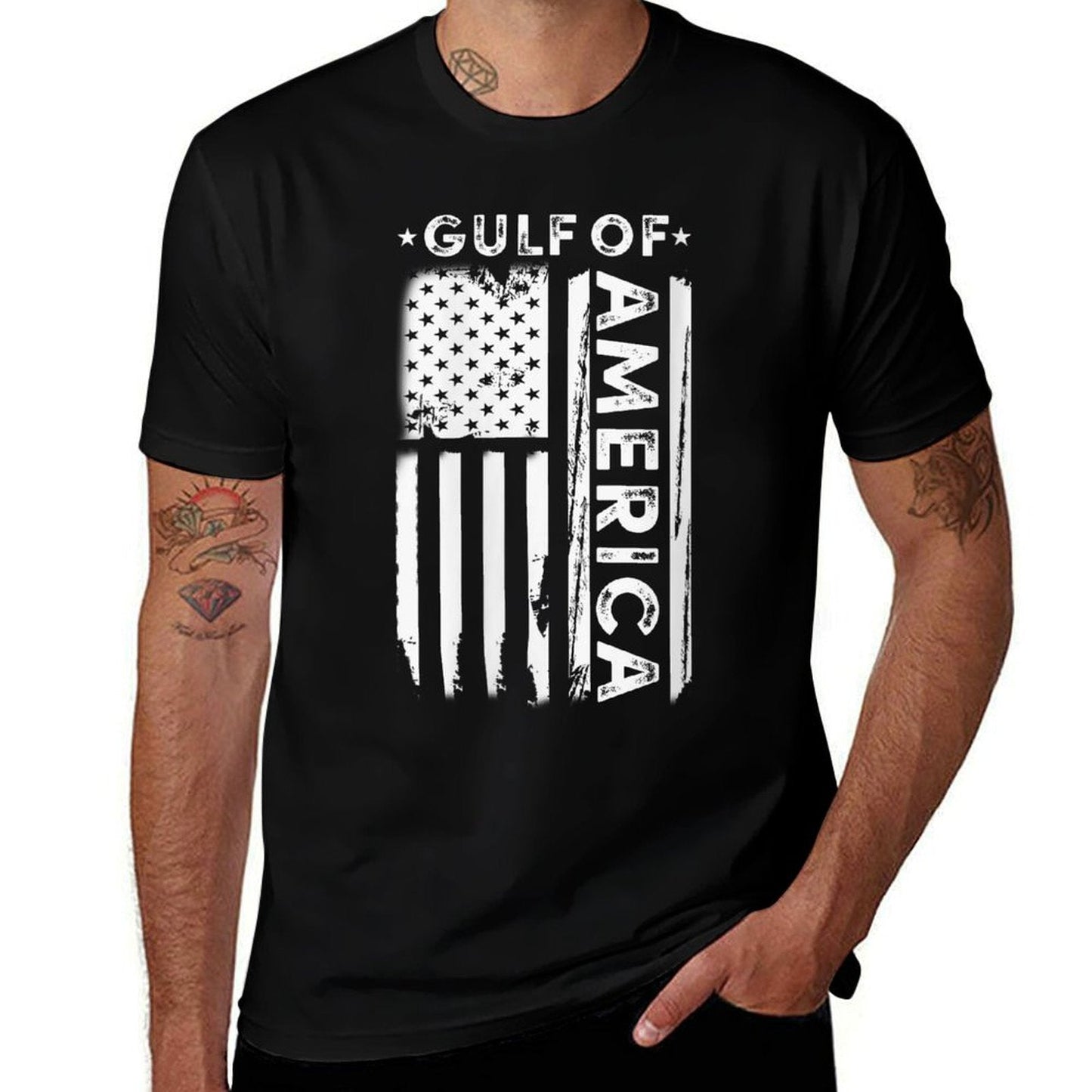 Womens America's Gulf - Gulf Of USA America Vintage American Flag V-Neck Graphic-printed T-Shirt