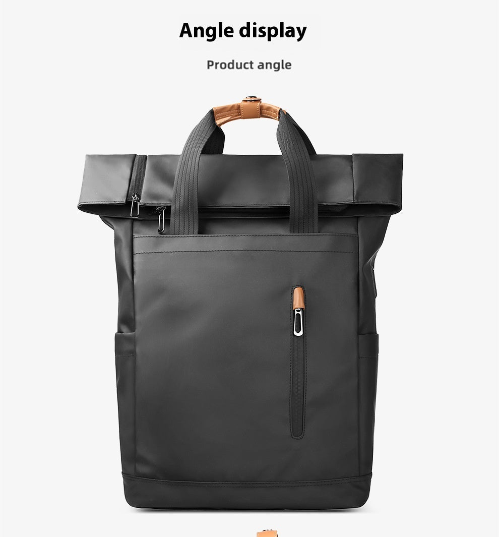Men's Side Closure Leisure Commute Travel Curved Edge Backpack