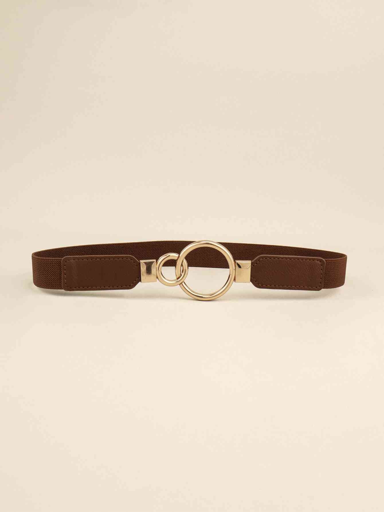 ElegantStyle Double Ring Buckle Elastic PU Belt – Adjustable Comfort Fit See size chart under “more details”