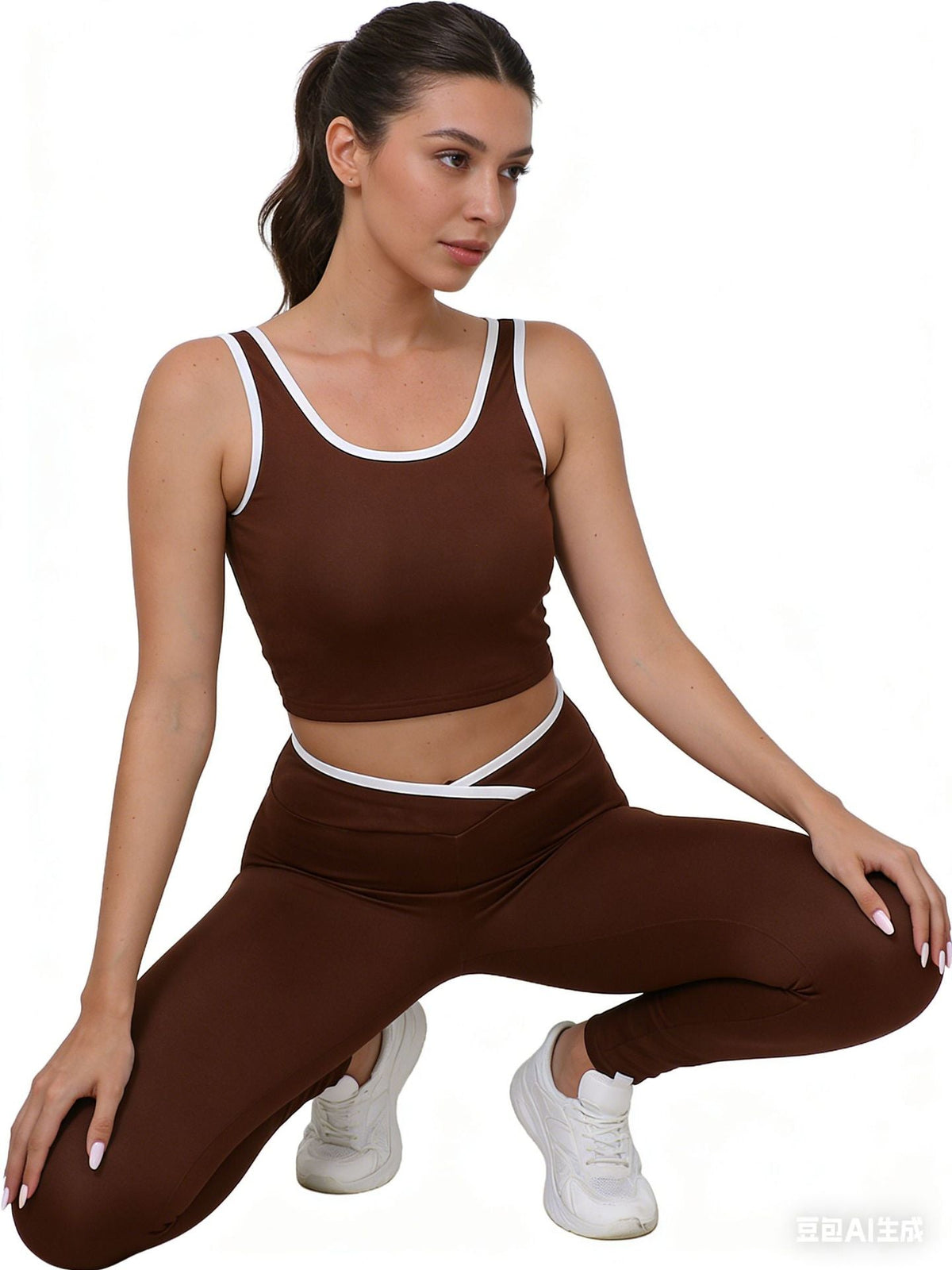 European And American Style High-Waisted Butt-Lifting Pants, Breathable Fitness Running Tank Top Set, Outdoor Women's Yoga Wear