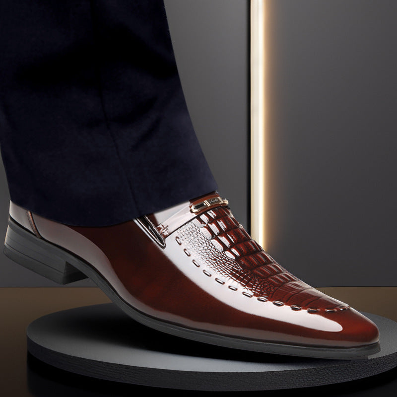 Men's Crocodile Pattern Patent Shoes