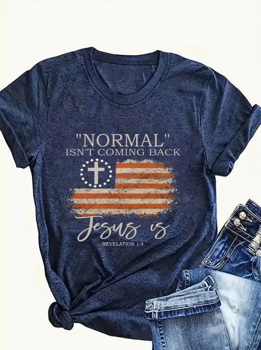 Camiseta sin mangas con la bandera estadounidense – Chaleco informal de cuello redondo para mujer