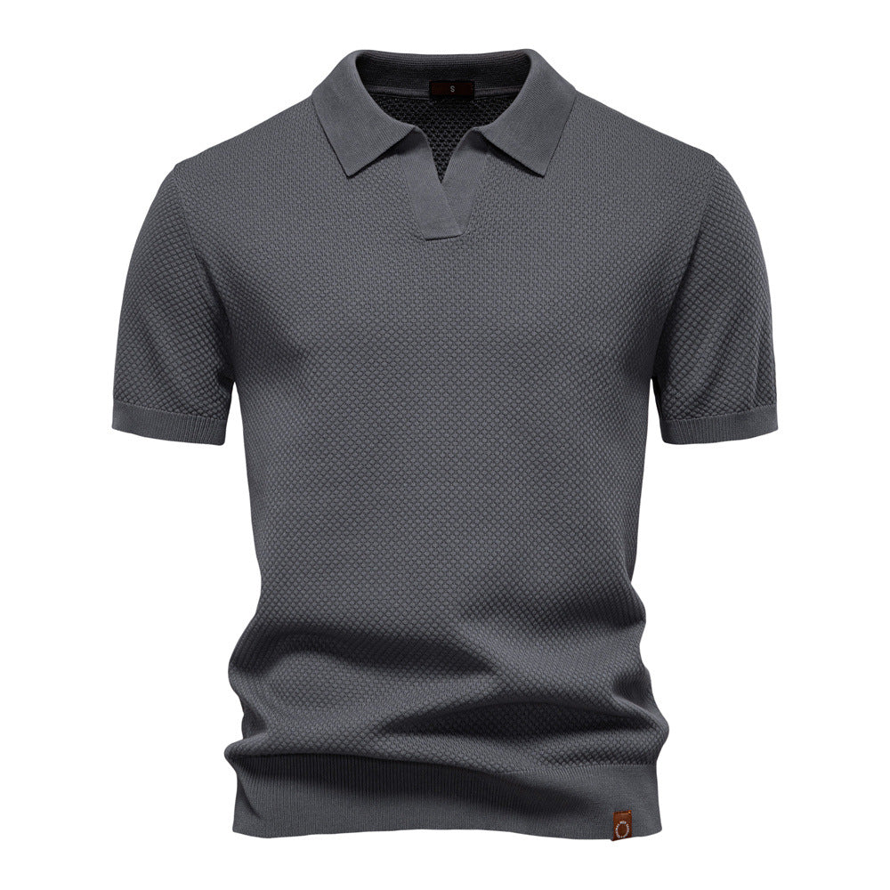 2026Summer High Quality European Size Pineapple Wool Polo Shirt Men's Business Seagull Collar Men's Short Sleeve Sweater Polo