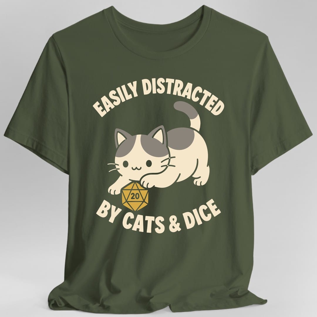Easily Distracted By Cats & Dice Kawaii T-Shirt