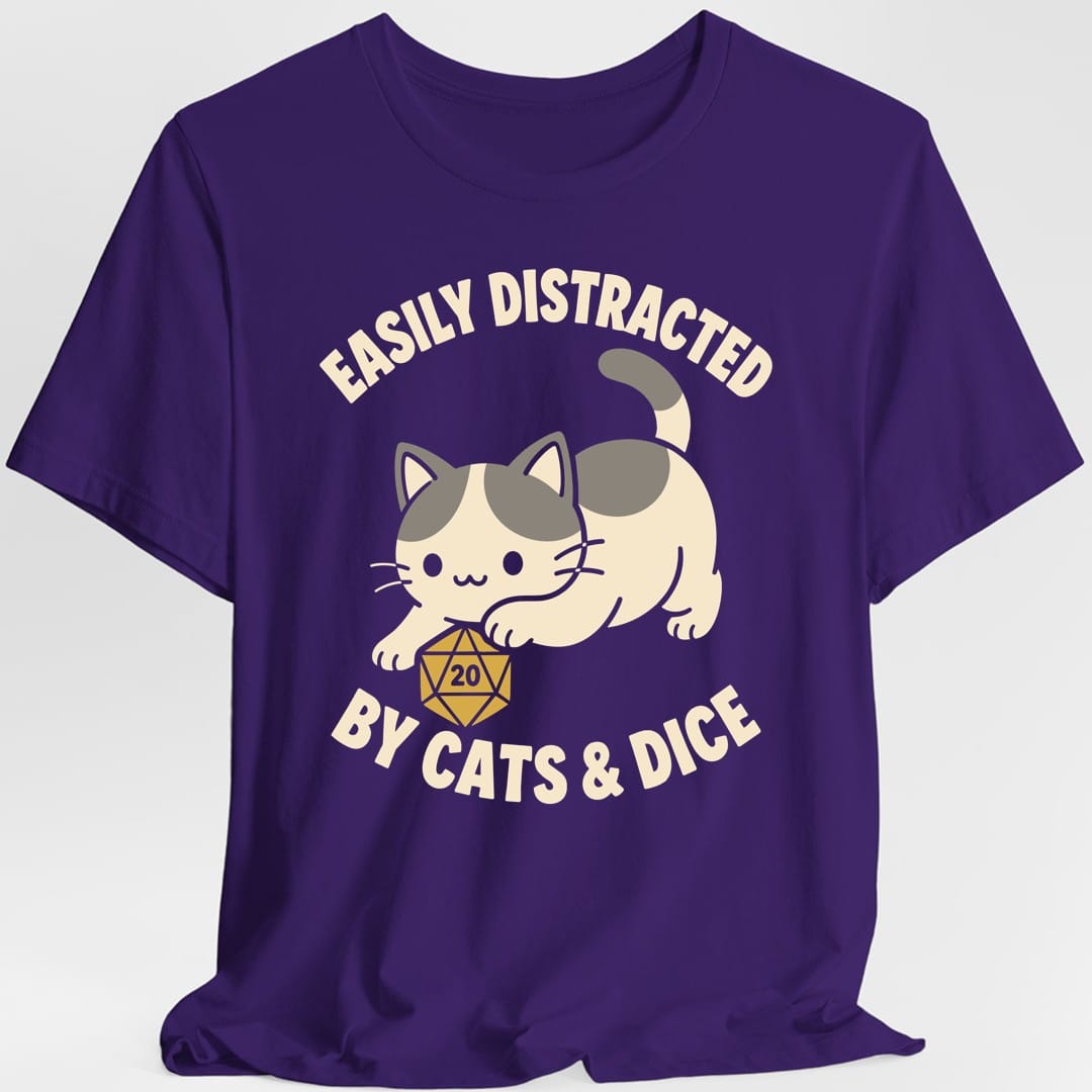 Easily Distracted By Cats & Dice Kawaii T-Shirt