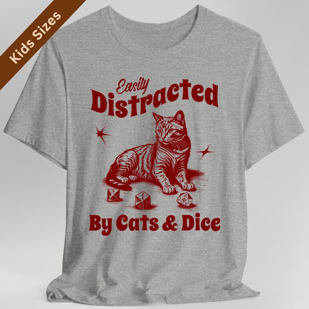 Easily Distracted By Cats & Dice Kids T-Shirt
