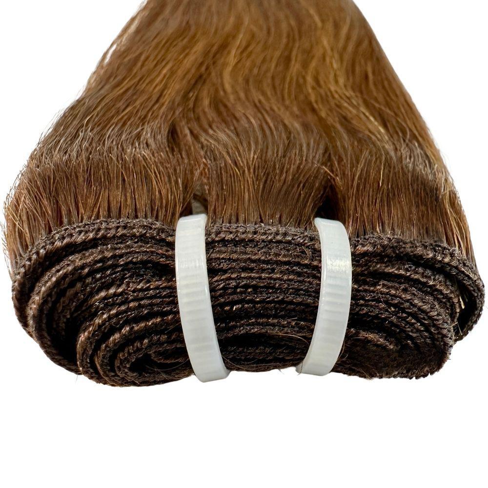 Extensiones de pelo 100% humano, liso, castaño oscuro, natural