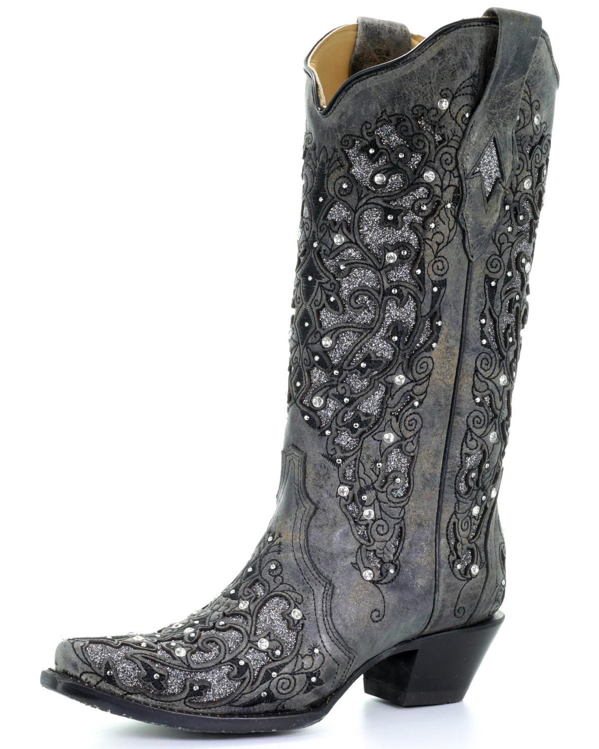 Women's Rhinestone Ornament High Leg Boot