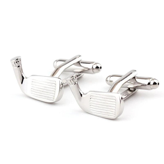 Gemelos de metal liso con forma de raqueta de golf para hombre
