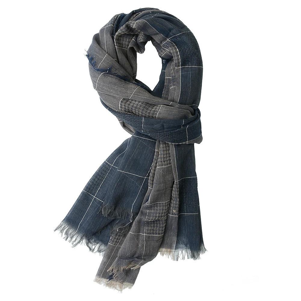 Men's Winter Dual-color Patchwork Plaid Tassel Large Size Scarf