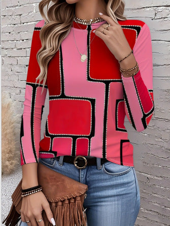 Women's Crew-Neck Long-Sleeve Fashionable Casual Top