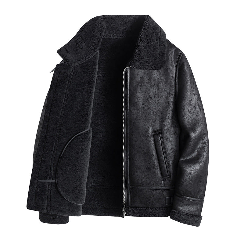 Men's Lamb Wool Coat Winter Clothing