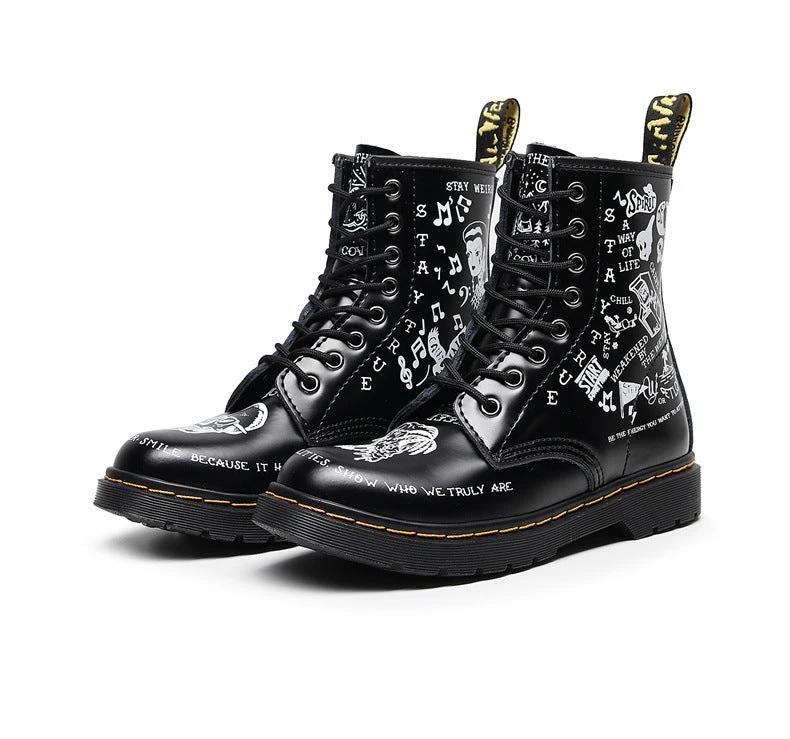 Men's Hard Leather Graffiti Boots