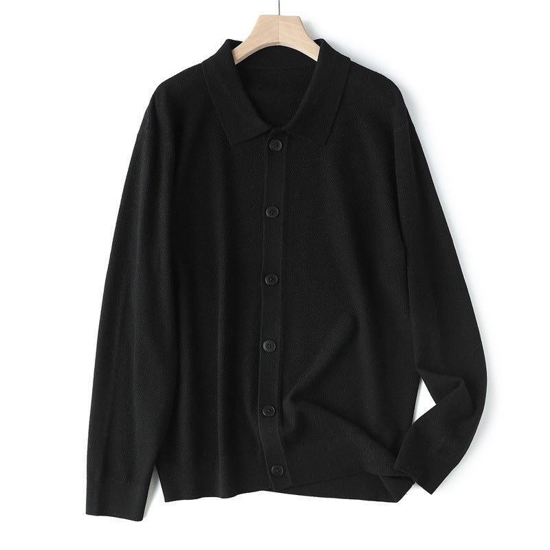 Mens Old Money Style Collared Sweater Jacket