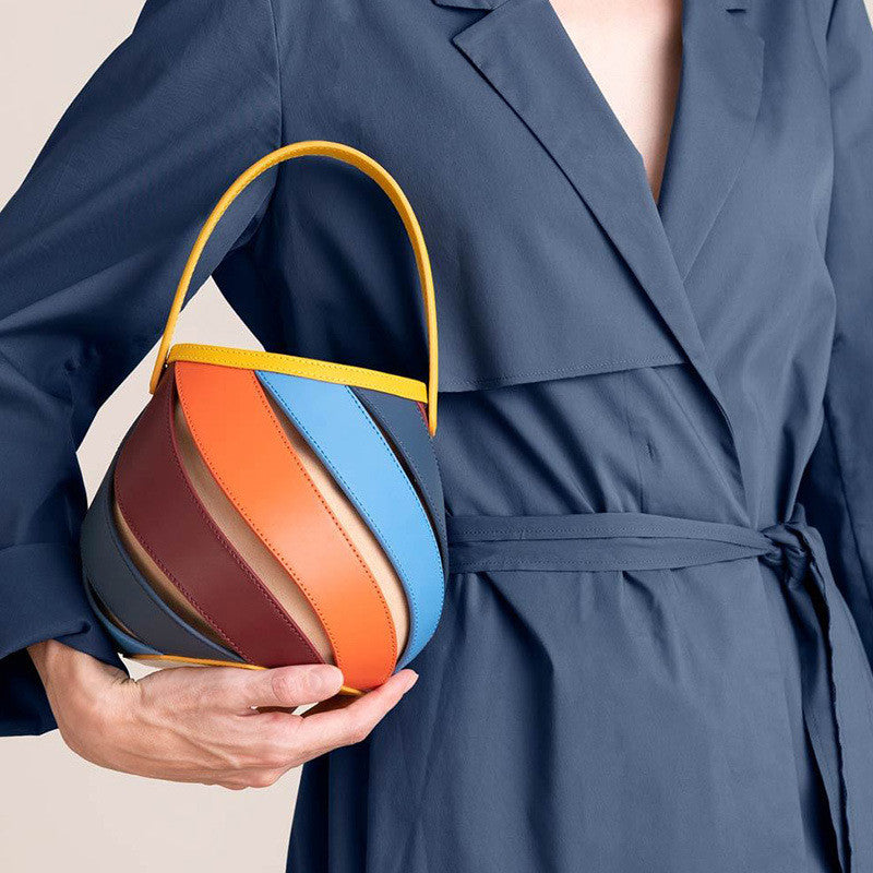 Splicing Bucket Pack Cylinder Shoulder Bag