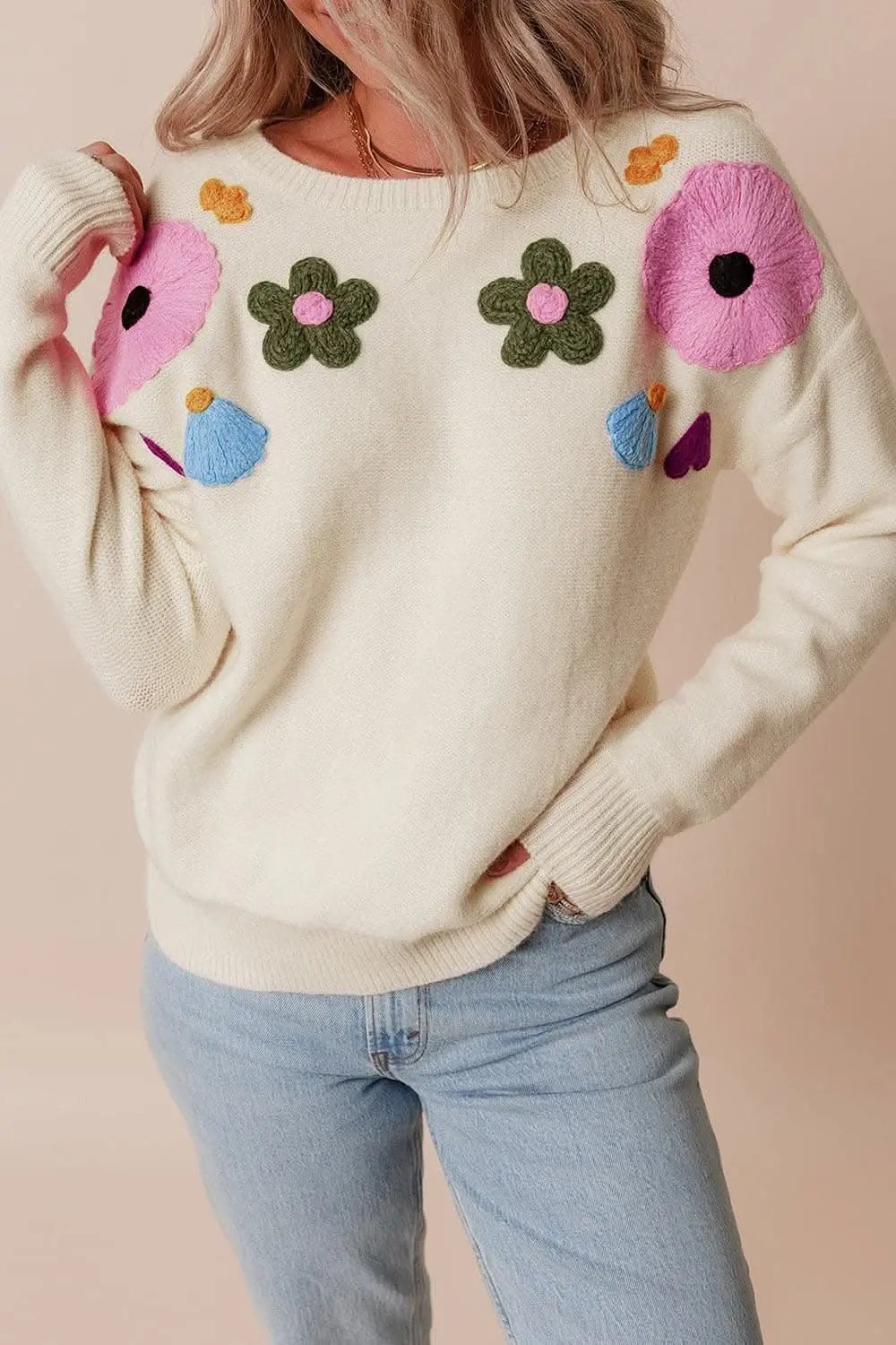 Sweaters Trendsi Chic floral crochet sweater