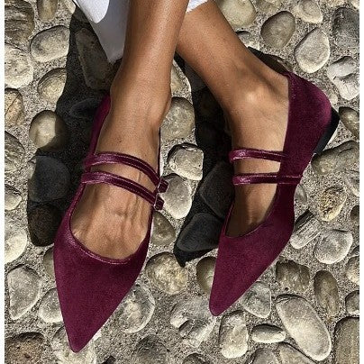 Women's Pointed-Toe Buckle Flats
