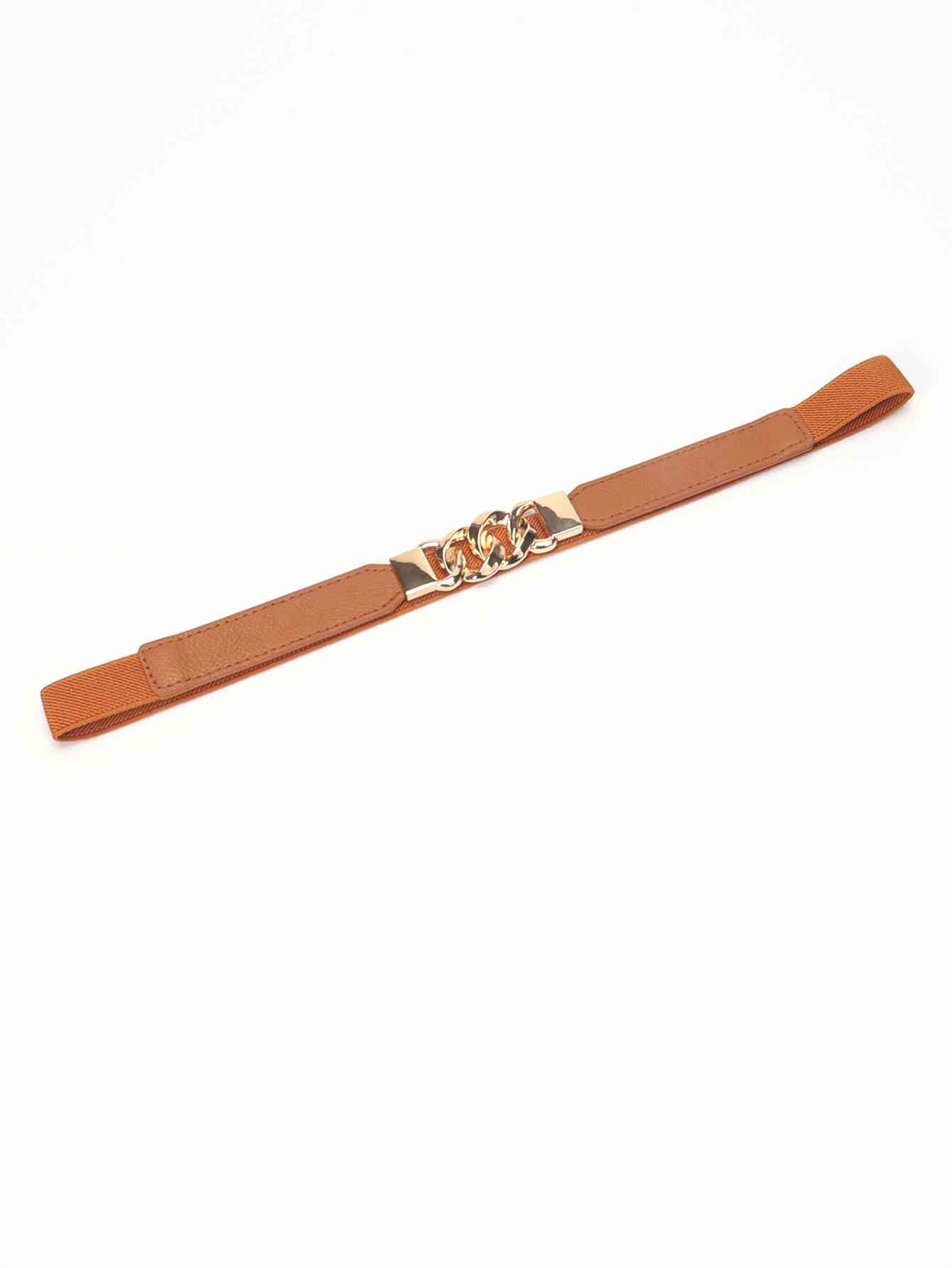 ElegantStyle Zinc Alloy Buckle Elastic PU Belt – Versatile and Stylish Accessory See size chart under “more details”