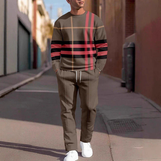 Conjunto de sudadera y pantalón de chándal holgado de cuello redondo para hombre