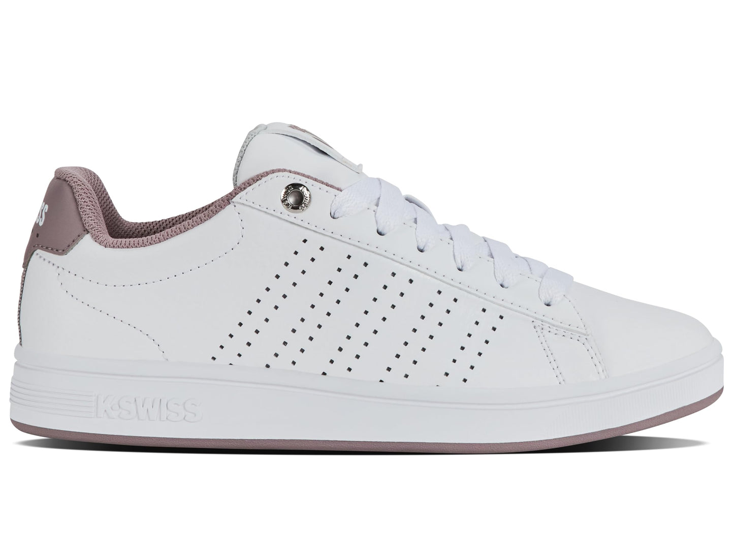 K-Swiss Womens Base Court Sneaker White/Gray Violet/Purple Dove 10 M