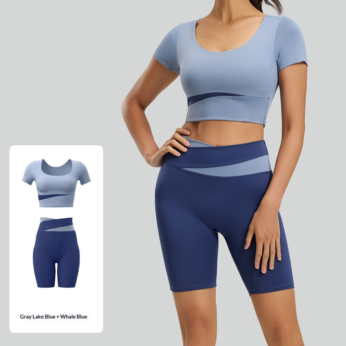 Color-block Yoga Outfit Set For Women Figure-flattering And Slimming
