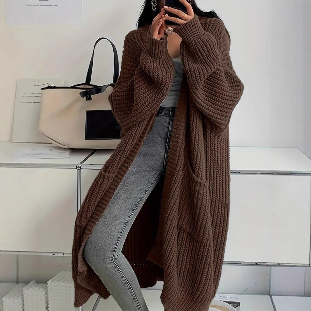 Cárdigan largo de punto para mujer – Corte holgado, estilo versátil