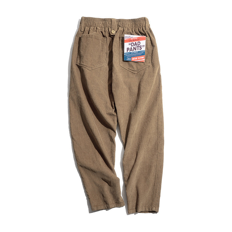 Men's Casual Khaki Corduroy Pants for Autumn/Winter