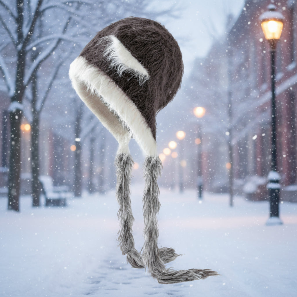 Gorro de punto de lana de visón con orejas de gato y protección para las orejas - Acogedor gorro con orejas de animales