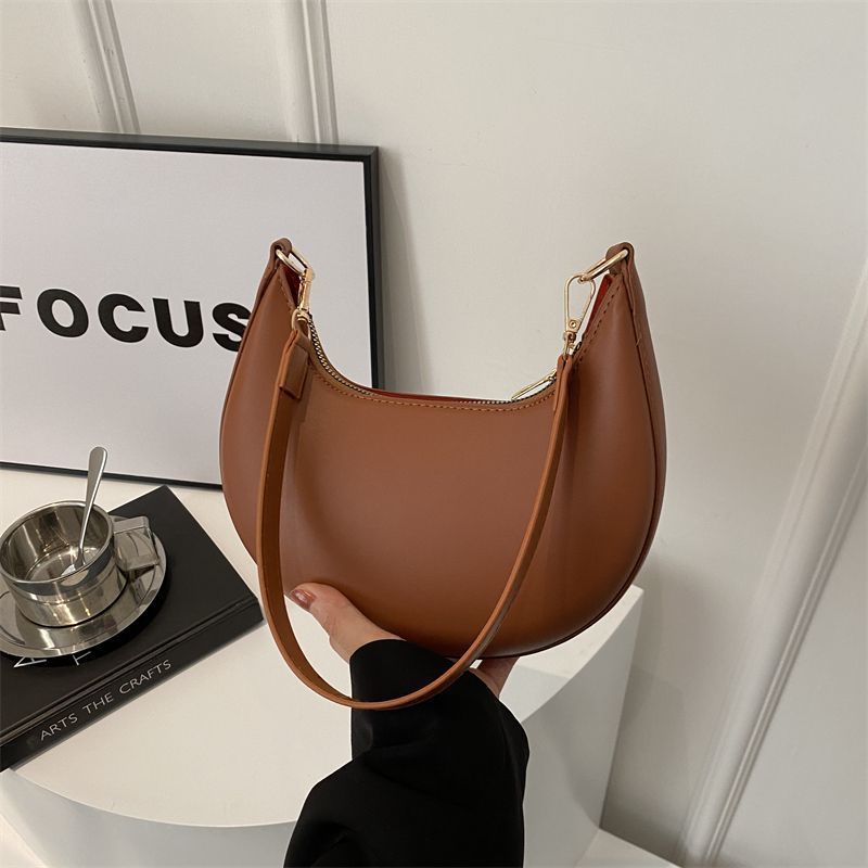 Niche Crescent New Simple All-Match Textured Shoulder Bag For Women