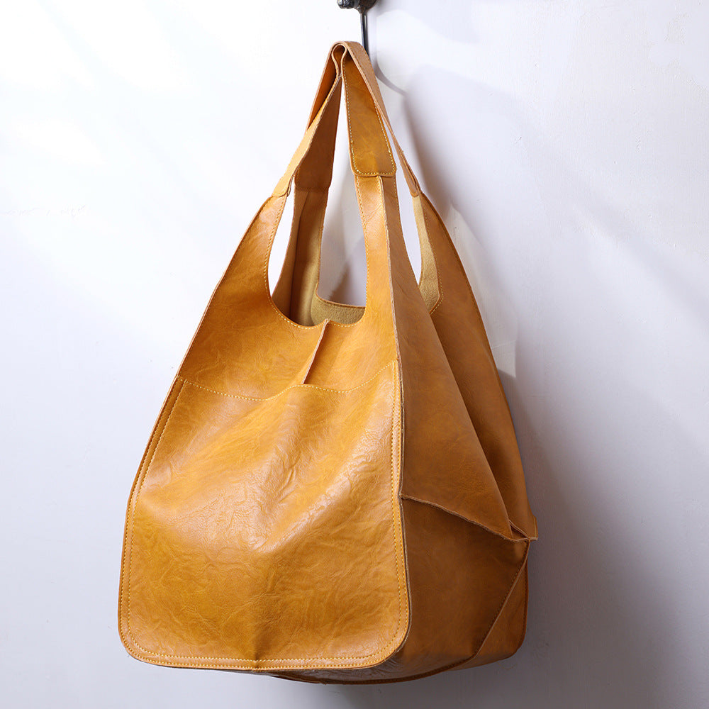 Simple Big Bag Soft Leather Large Capacity Shoulder Tote Bag