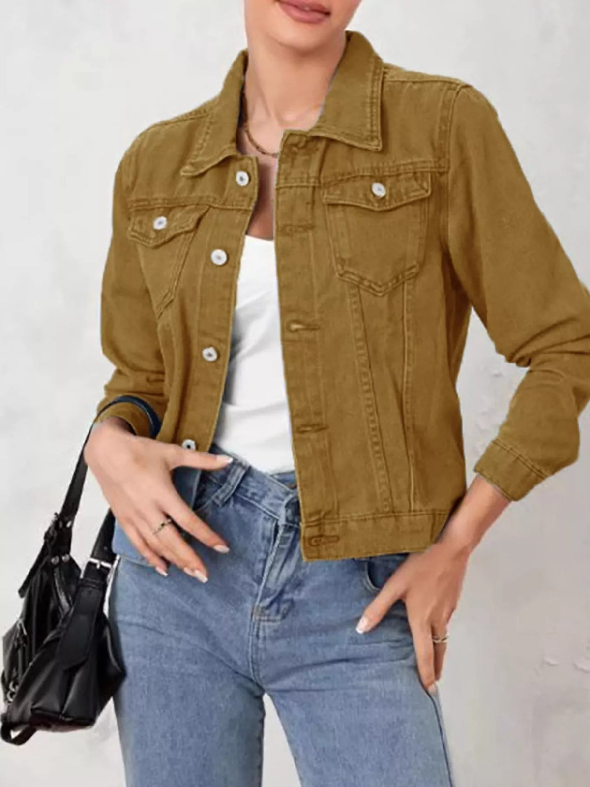Button Up Long Sleeve Denim Jacket