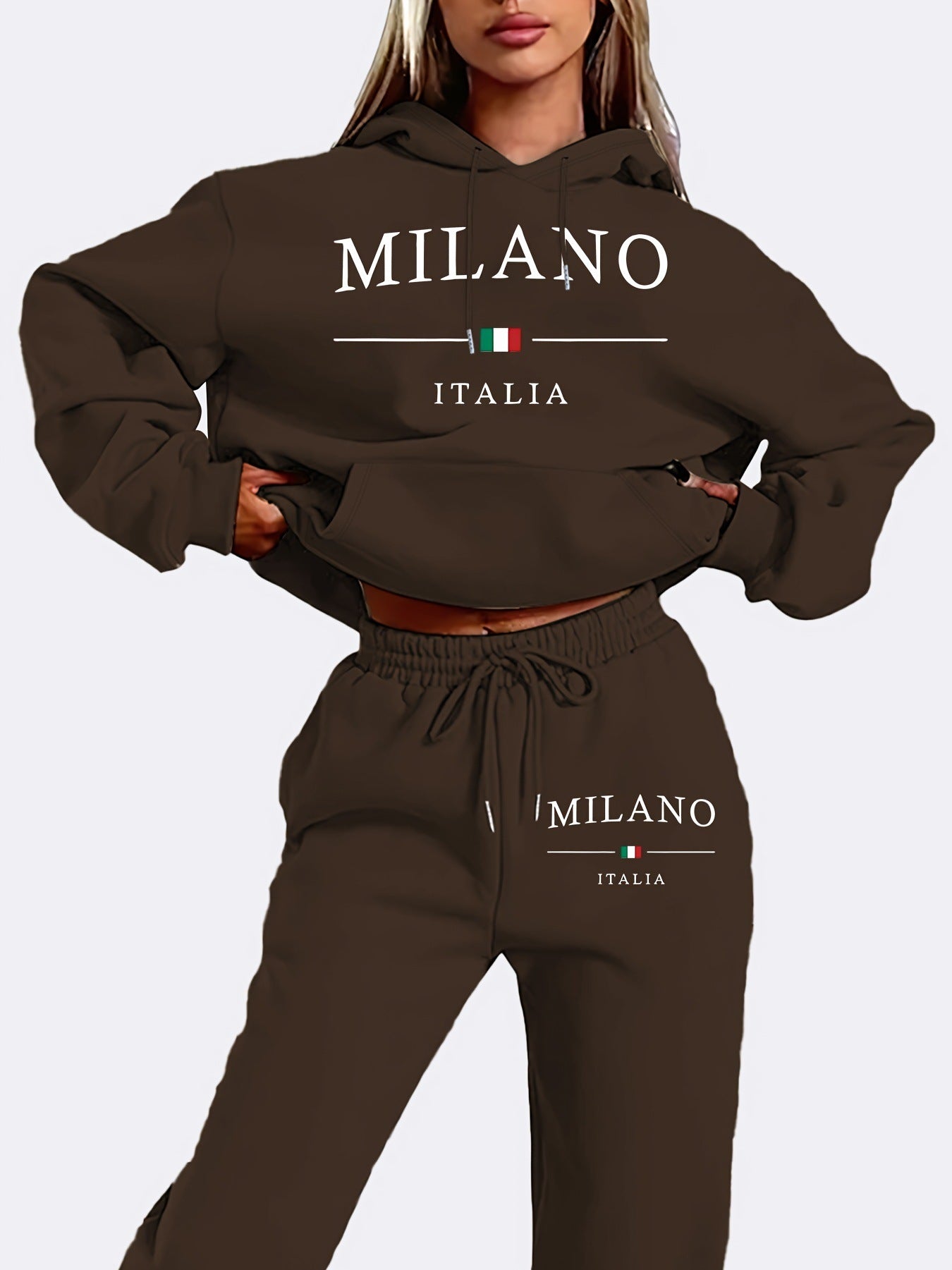 Traje de suéter de forro polar a la moda de talla grande. Ver tabla de tallas en "más detalles".