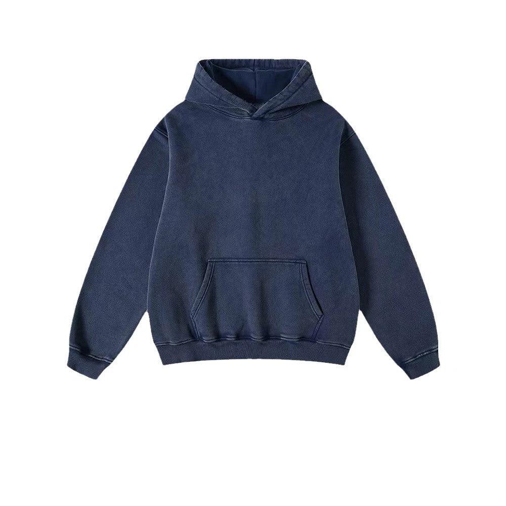 Men's Heavy Fleece-lined Thickened Retro Washed Sweater