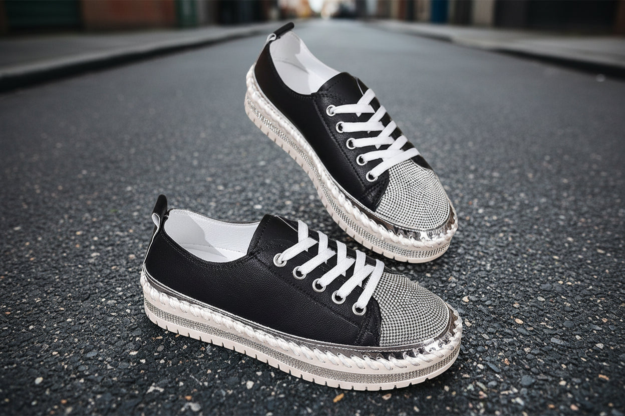 Zapatillas blancas de talla grande para mujer – Zapatos casuales de diario con suela gruesa