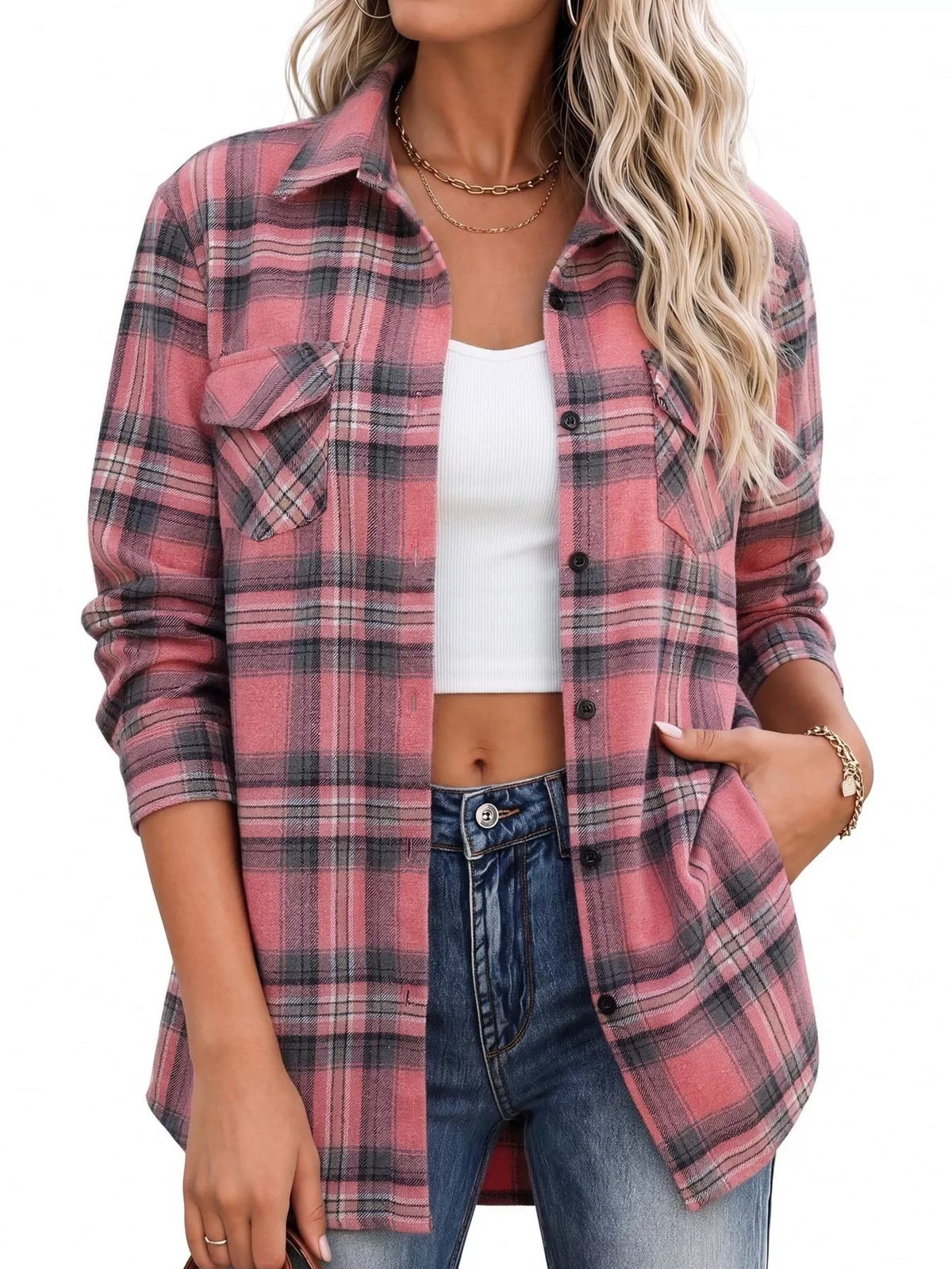 Casual Plaid Button-Down Shirt