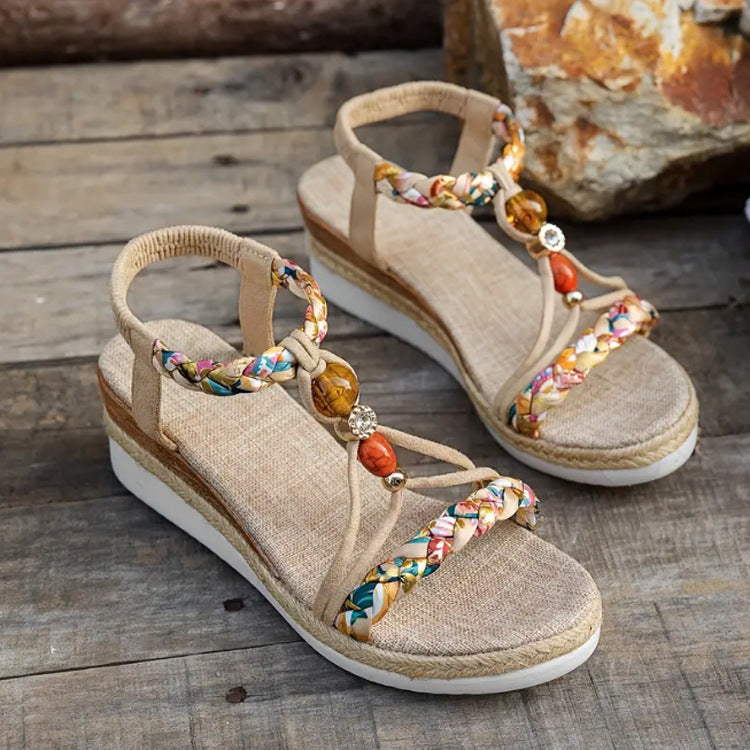 Women's Hemp Rope Woven Platform Sandals