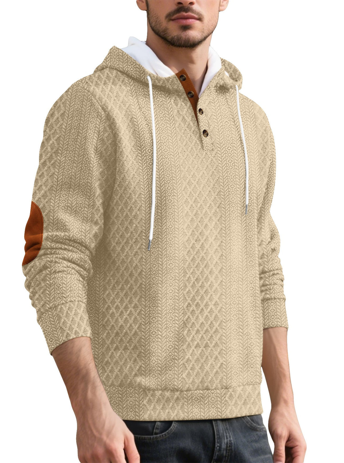 Cross-border European And American Amazon Men's Casual Pullover Jacquard Solid Color Hooded Embroidery Sports Thickened Autumn And Winter Sweats