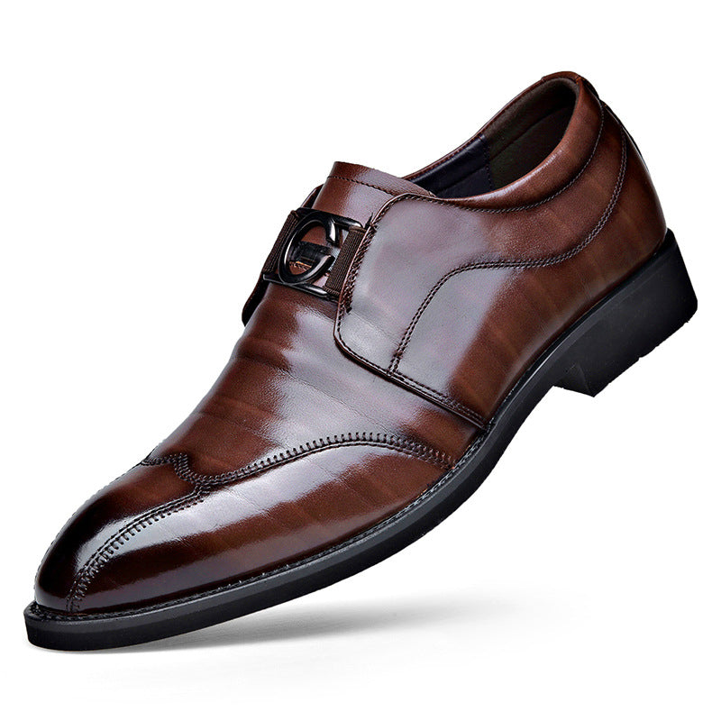 Men's Casual Business Embroidered Pointed Leather Shoes