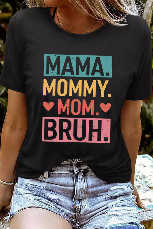 Camiseta estampada con letras Black MAMA MOMMY MOM BRUH