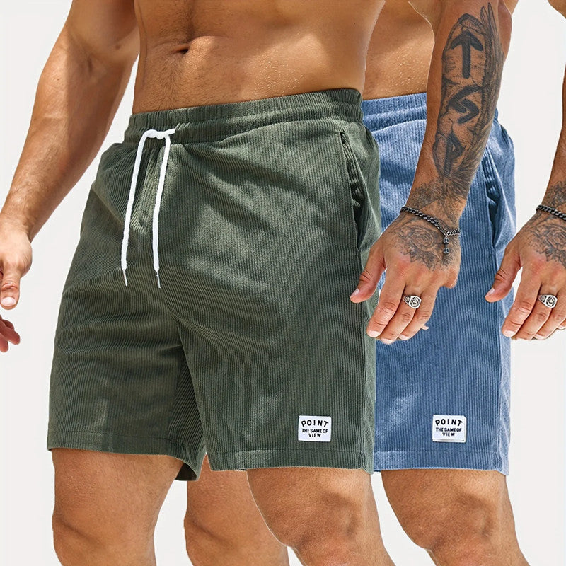 Pantalones cortos de cordón con cordones, pantalones cortos deportivos de pana para hombre, ropa de hombre
