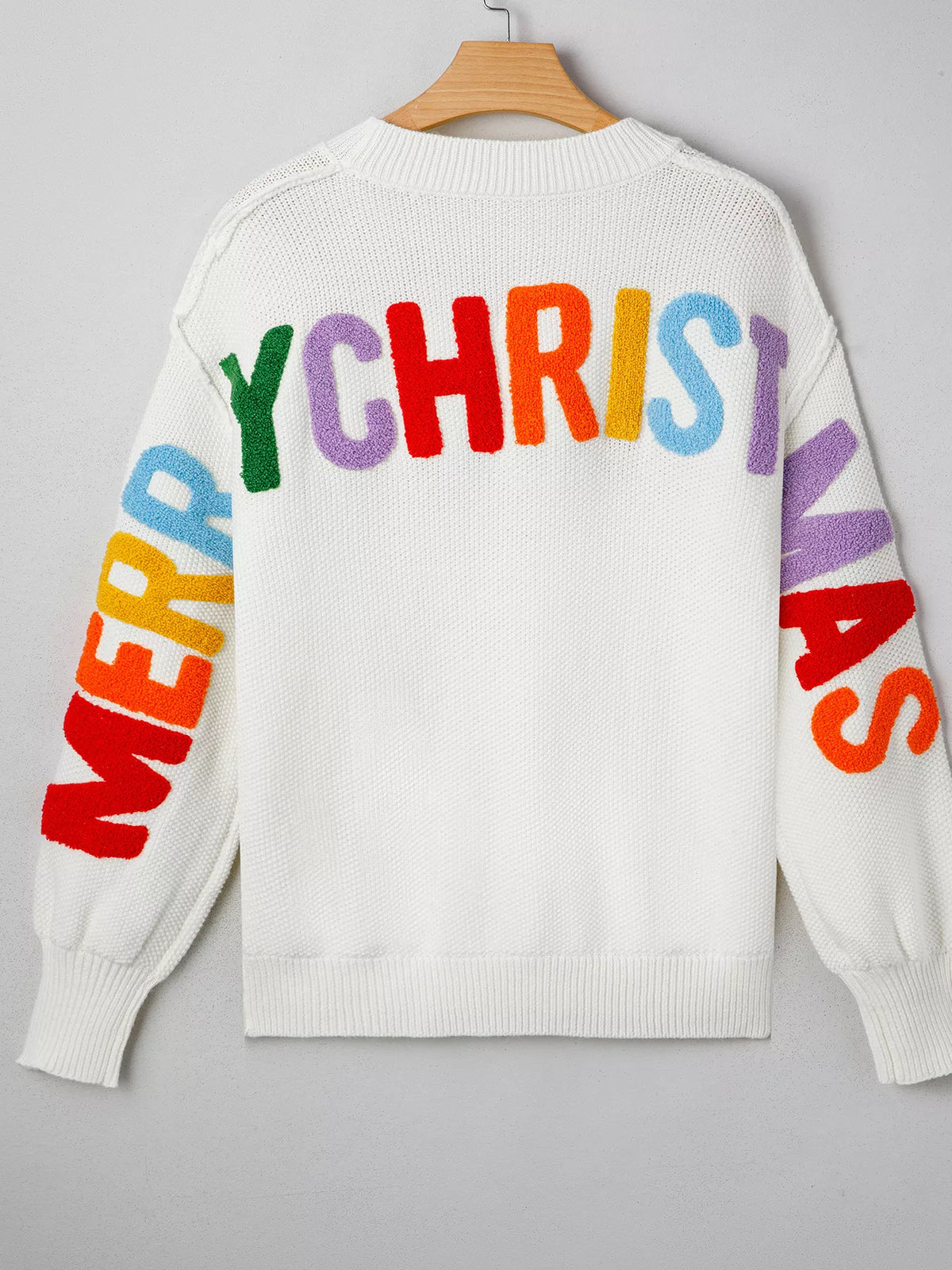 HOHOHO MERRY CHRISTMAS Drop Shoulder Holiday Sweater