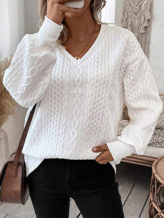Accessories Trendsi Camisa de manga larga con cuello en V casual