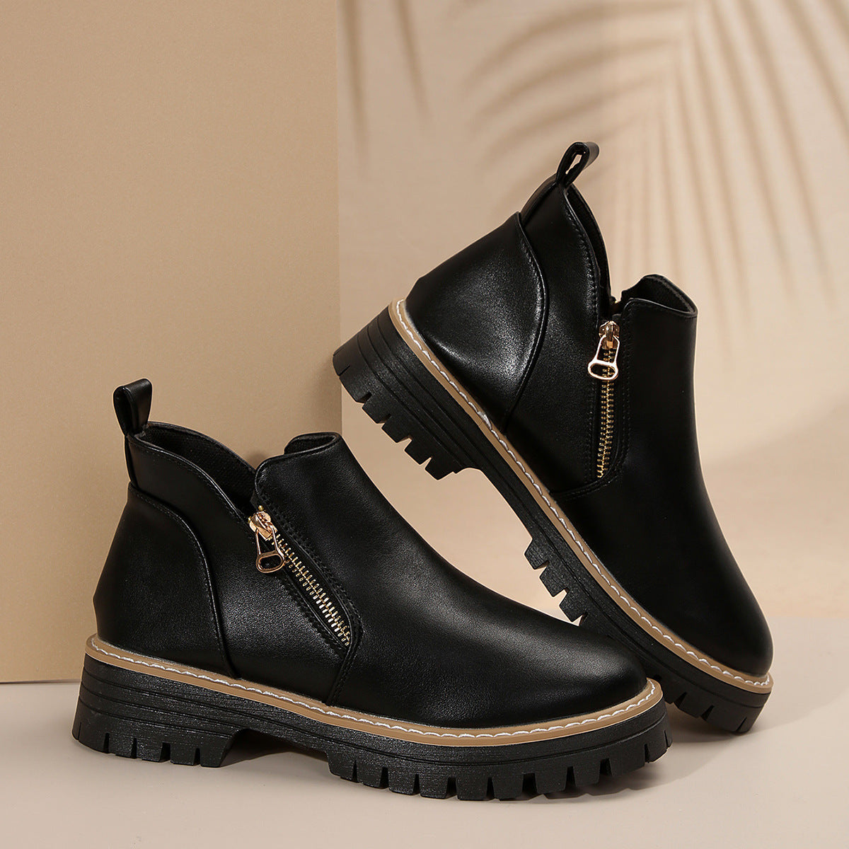 Round-Toe High-Heel Boots
