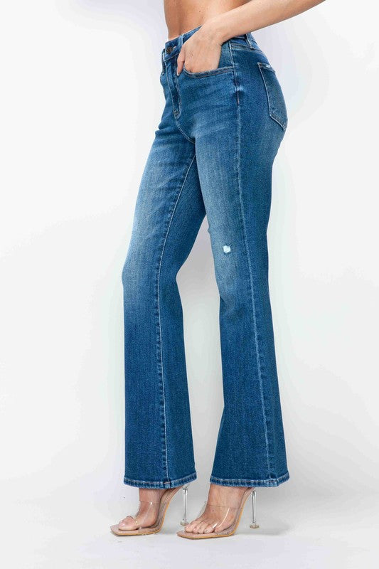bytos Jeans Acampanados de Tiro Alto con Bolsillos