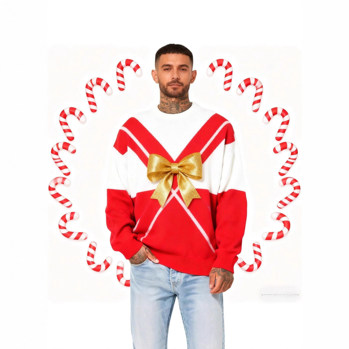 Mens Crew-Neck Sweatshirt With 3D Digital Print