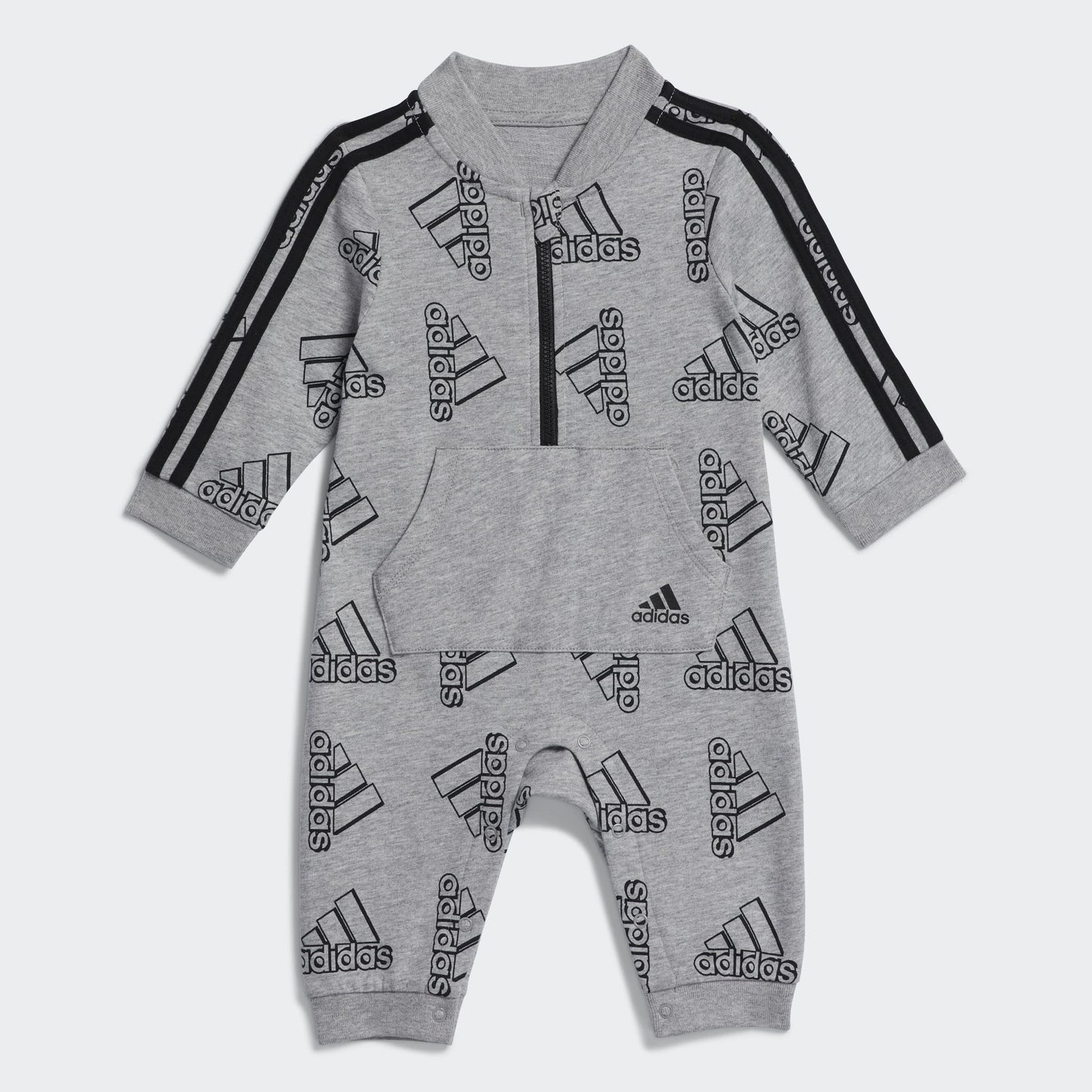 adidas baby girls Long Sleeve Zip Front Printed Track Suit Coveralls Medium Grey Heather 18 Months US
