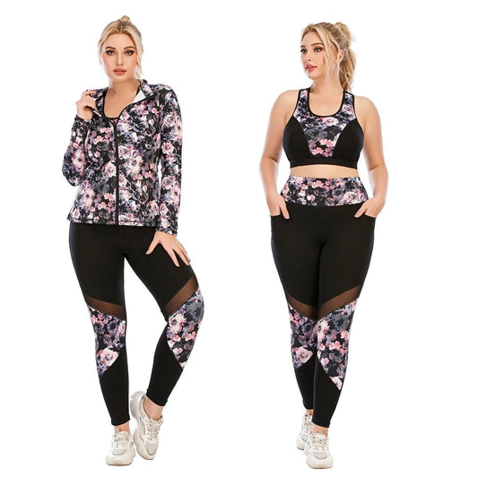 Traje de ropa de entrenamiento, talla grande, ropa de yoga, sujetador deportivo ajustado