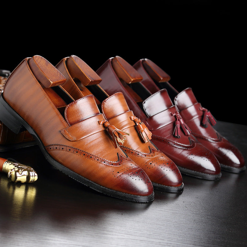 Men's Casual Fashion Brogue Fringed Leather Flats