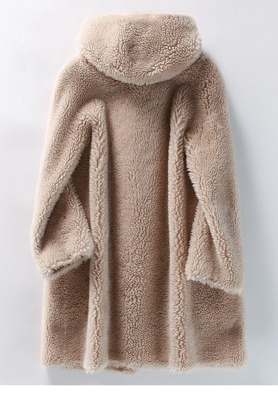 Women's Hooded Lambswool Warm Coat