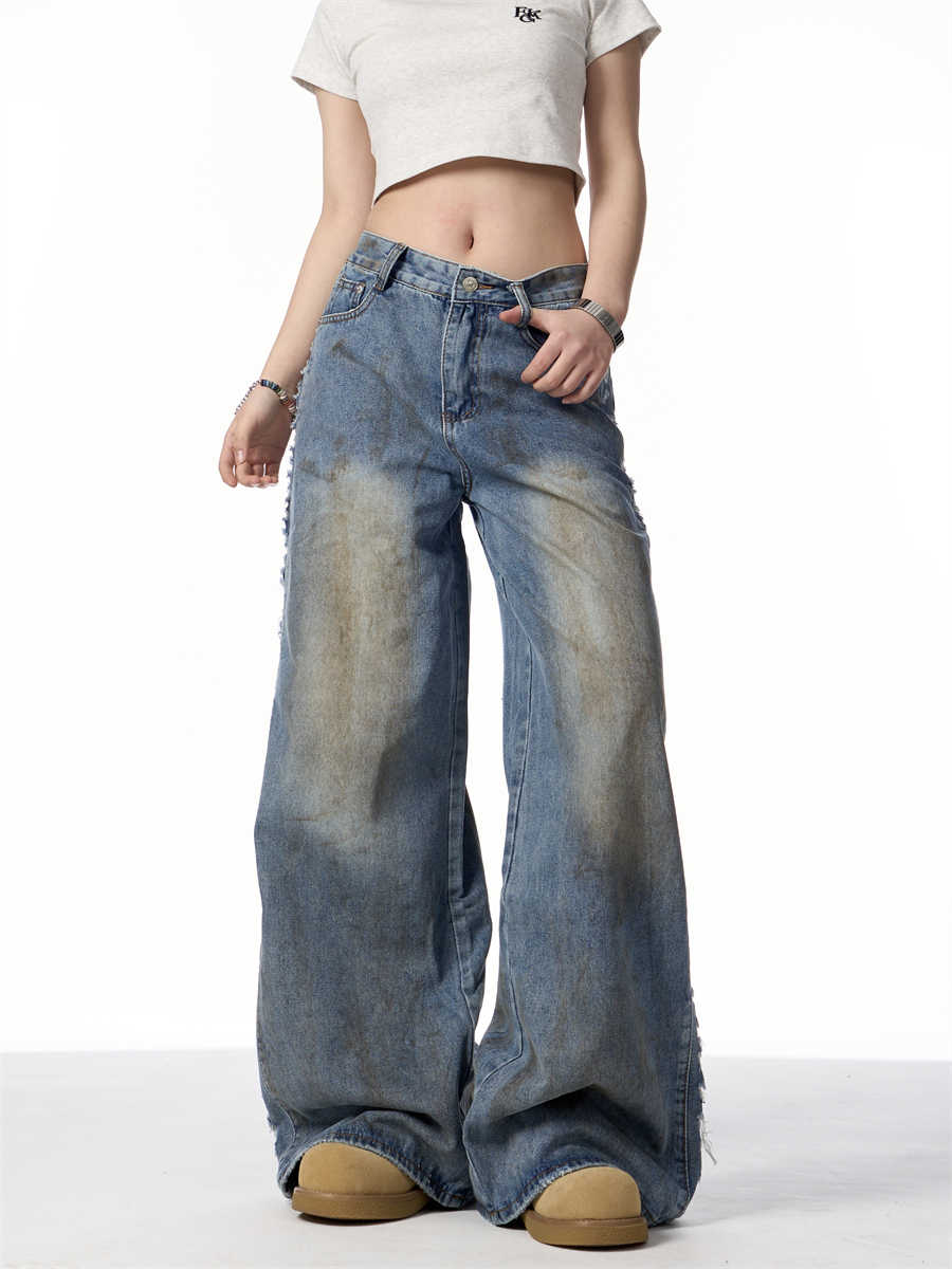 American Retro Gradient Jeans For Women's High Street